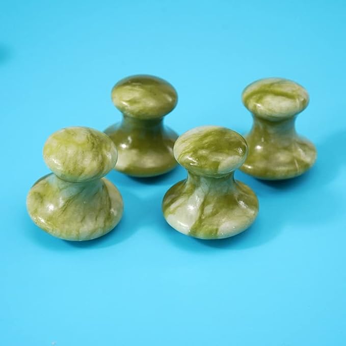 2 Pcs Mushroom Jade Gua Sha Facial Tools, Jade Roller Guasha Massage Green Jade Stone Mushroom Shaped Face Lift Remove Wrinkles Massager for Women Spa, Massage Knobs for Body Relaxing-VivaGrace Women