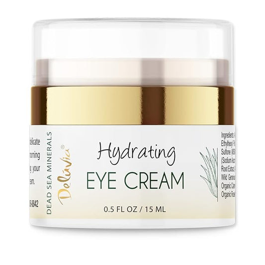 Deluvia Eye Cream Moisturizer, Under Eye and Around Eye Hydrating Eye Cream, Organic Aloe Vera, Vitamin E, Rosehip Seed Oil for Dry Skin and Wrinkles.(.5 Oz)-VivaGrace Women