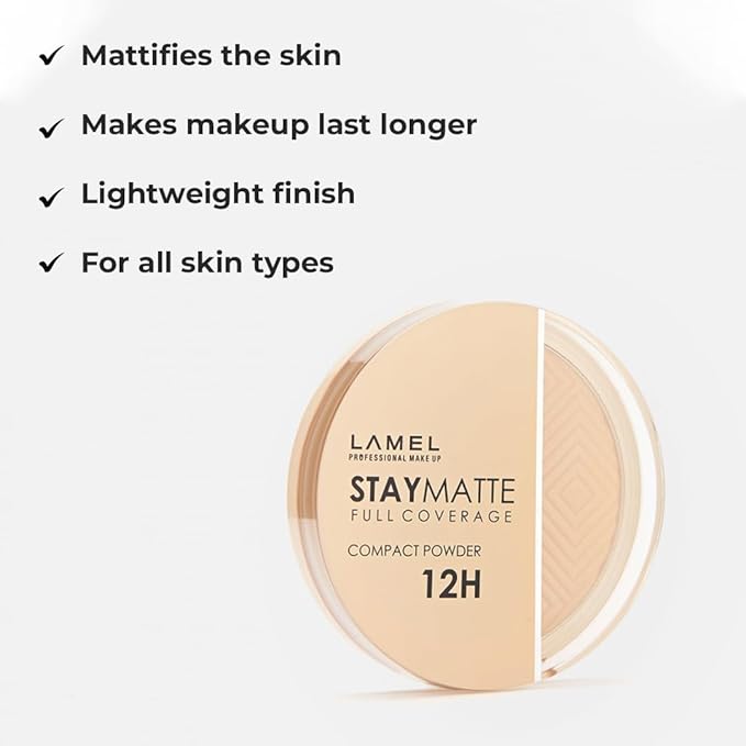 Lamel Stay Matte Compact Powder - Light Natural Coverage - Universal Neutral Undertone - Cruelty Free - Porcelain - N.401-VivaGrace Women