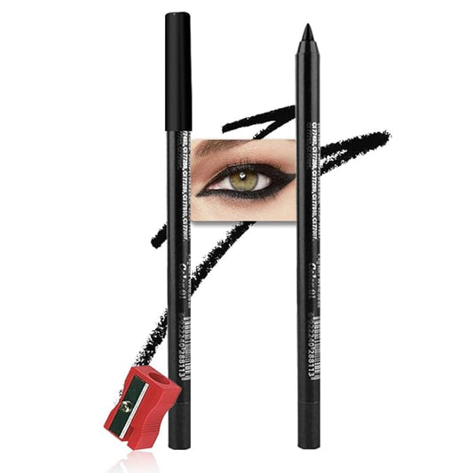 evpct Natural Black Gel Eyeliner Pencil for Women Waterline Waterproof Smudge Proof Eye Makeup Liners, Black Mascara Eye Liner Gel Liner Eyeliner with Sharpener delineador de ojos contra el agua 01