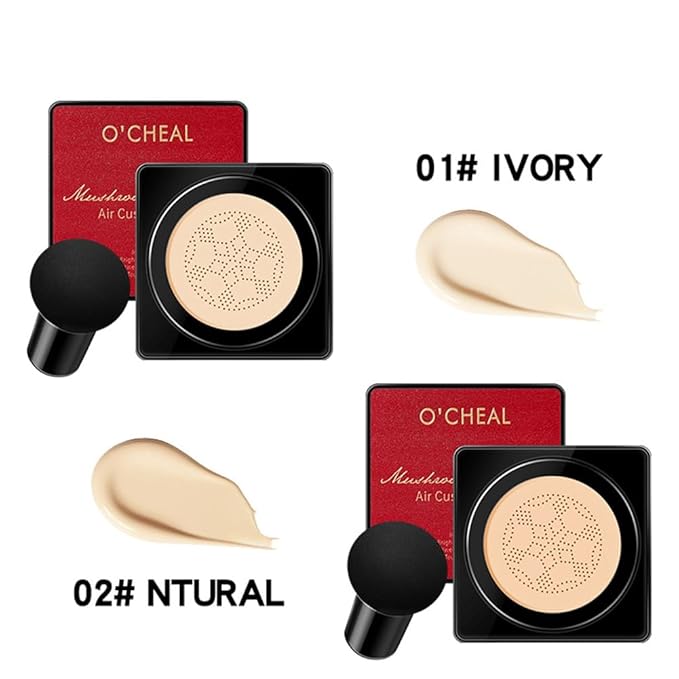 GL-Turelifes Mushroom Head Air Cushion CC Cream Foundation Water Feeling Flawless BB Cream Moisturizing Oil Control,lightweight & Smoothing Natural Face Concealer (H-02 Natural, 0.53 Oz)-VivaGrace Women