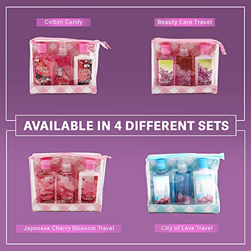 Bath & Body Care Travel Set Pea Flower Scent Home Spa Set with Body Lotion, Shower Gel and Fragrance Mist, Christmas Gifts for Her and Him-VivaGrace Women