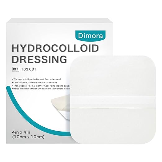Dimora Hydrocolloid Wound Dressing, 10 Pack Ultra Thin 4" x 4" Large Patch Bandages with Self-Adhesive, Fast Healing for Bedsore, Burn, Blister, Acne Care, Sterile and Waterproof-VivaGrace Women