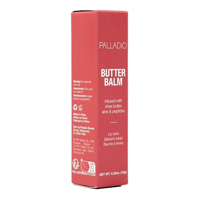 Palladio Butter Balm - Hydrating Lip Balm with Sheer Tint, Aloe, Peptides, Shea Butter, and Vegan Formulation for Instant Moisture, Shine, and Soothing Lip Care, Strawberry Shortcake-VivaGrace Women