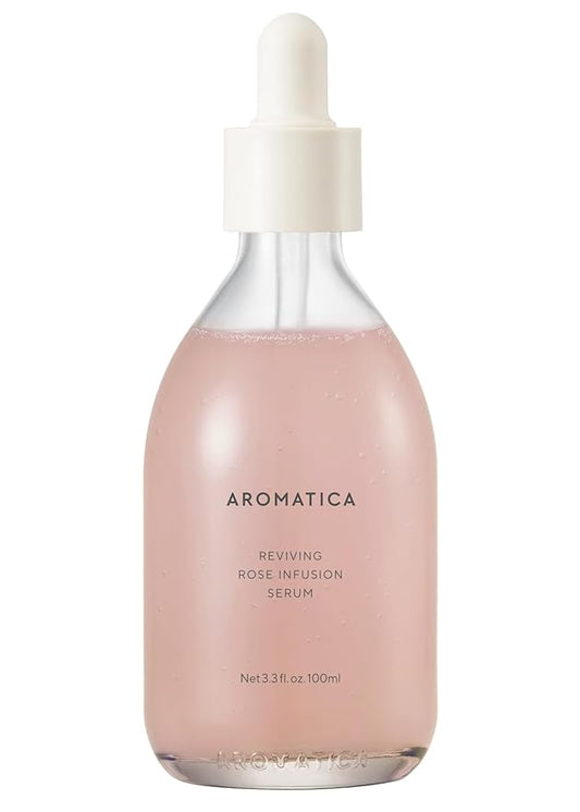 AROMATICA Reviving Rose Infusion Serum 3.38oz / 100ml, Vegan, Rejuvenating Hydration Serum, Vitality Serum for dry skin | with Damask Rose Water and Rose Oil-VivaGrace Women