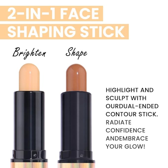 evpct 2in1 Face Shaping & Contouring Stick Cream Contour Concealer Bronzer Stick Makeup Kit for Beginner Face Highlighter Makeup Stick contorno maquillaje de maquillaje profesional,ORIGINAL Universal-VivaGrace Women