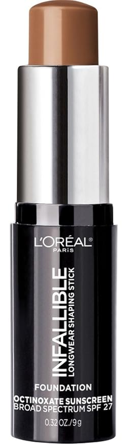 L'Oreal Paris Makeup Infallible Longwear Shaping Stick Foundation, 411 Chestnut, 1 Tube, 0.32 Ounce-VivaGrace Women