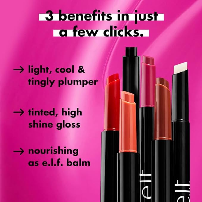e.l.f. Pout Clout Lip Plumping Pen, Nourishing Lip Balm For Sheer Color & Shine, Plumps & Moisturizes, Vegan & Cruelty-Free, Red My Mind-VivaGrace Women