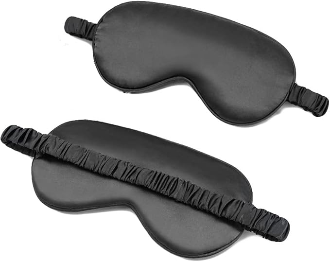 100% Natural Mulberry Soft Silk Sleep Mask, Light Blocking Eye Masks For Sleep, Night Blindfold Eye Mask Cover For Men And Women, Sleeping Night Mask For Travel (Black)-VivaGrace Women