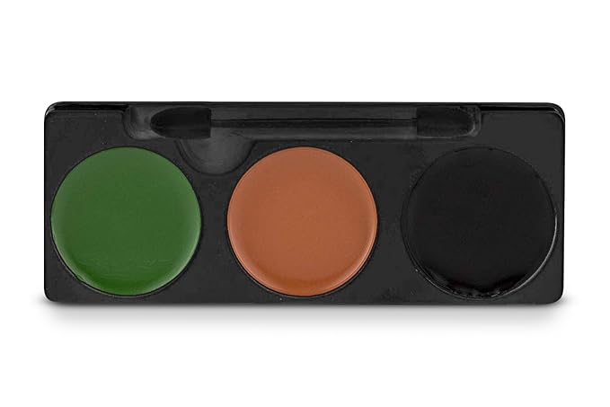 Mehron Makeup Tri-Color Character Makeup Palette | Halloween, Special Effects and Theater Cream Makeup FX Palette | Face Paint Makeup .7 oz (20 g) (CAMOUFLAGE)-VivaGrace Women