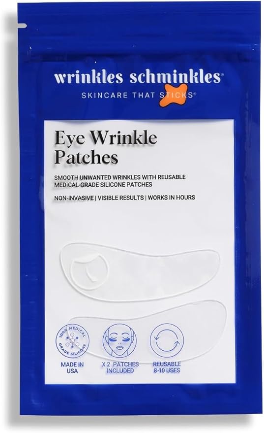 Wrinkles Schminkles Under Eye Wrinkle Patches, Smooth Eye Wrinkles, Crows Feet & Dark Circles Overnight, 1 Pair Reusable Medical Grade Silicone Patches-VivaGrace Women