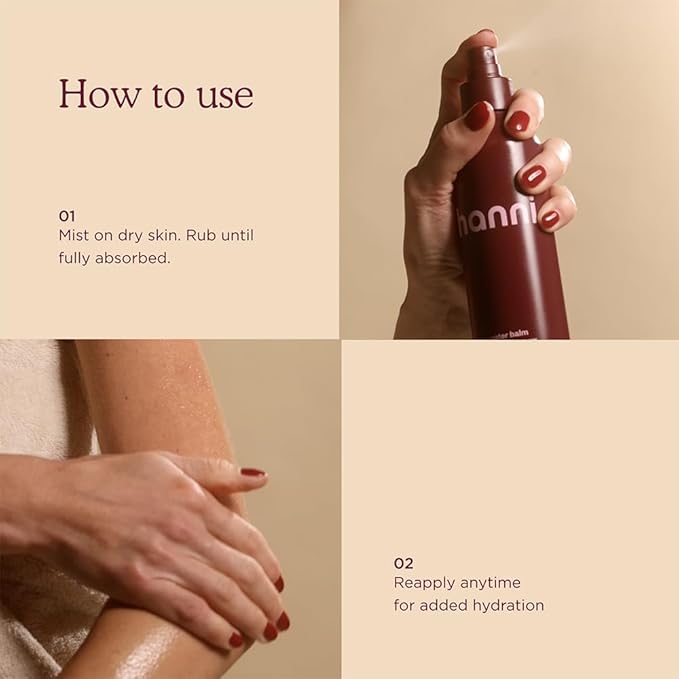 HANNI Water Balm Hydrating Body Mist, Moisturizer Spray with Hyaluronic Acid for All Skin Types, Lotion Replacement, 200 mL / 6.76 fl oz-VivaGrace Women