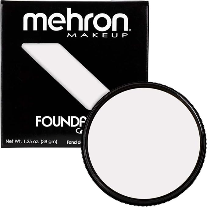 Mehron Makeup Foundation Greasepaint | Stage, Face Paint, Body Paint, Halloween Makeup 1.25 oz (38 g) (WHITE)-VivaGrace Women