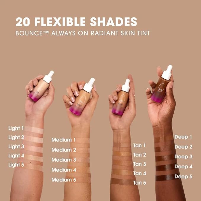 Beautyblender 12-Hour Always on Radiant Skin Tint, Breathable Serum Foundation Stays Put for All Day Long Wear, Infused with Hyaluronic Acid & Niacinamide, Medium 5-VivaGrace Women