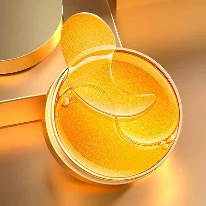 Golden 24K Radiant Under Eye Gel Mask (30 Pairs) Rejuvenating, Hydrating, Moisturizing Therapy for Under Eye Wrinkles, Dark Circles, Puffy Eyes, Refreshing, Revitalizing, Travel-VivaGrace Women