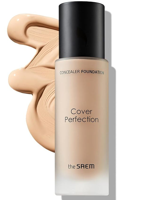 THESAEM Cover Perfection Concealer Foundation - 24H Coverage, Light Liquid Texture - Ideal for Oily, Combination Skin, Provides Semi-Matte, Smooth Finish, 1.01 fl.oz. (1.5 Natural Beige)-VivaGrace Women
