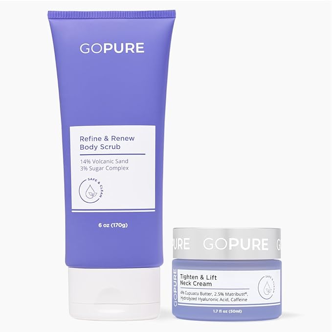 goPure Neck Firming Duo, Tighten & Lift Neck Cream, Refine & Renew Body Scrub, 2 piece set-VivaGrace Women