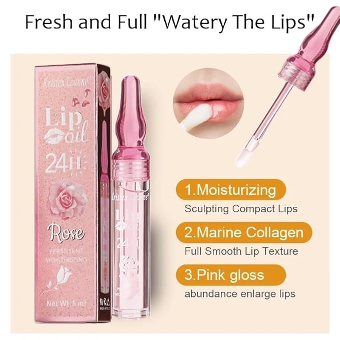 Rose Lip Oil Moisturizing Nourishing Repair Lips Reduce Fine Lines Relieve Dryness Long-Lasting Daily Use Lip Care-VivaGrace Women