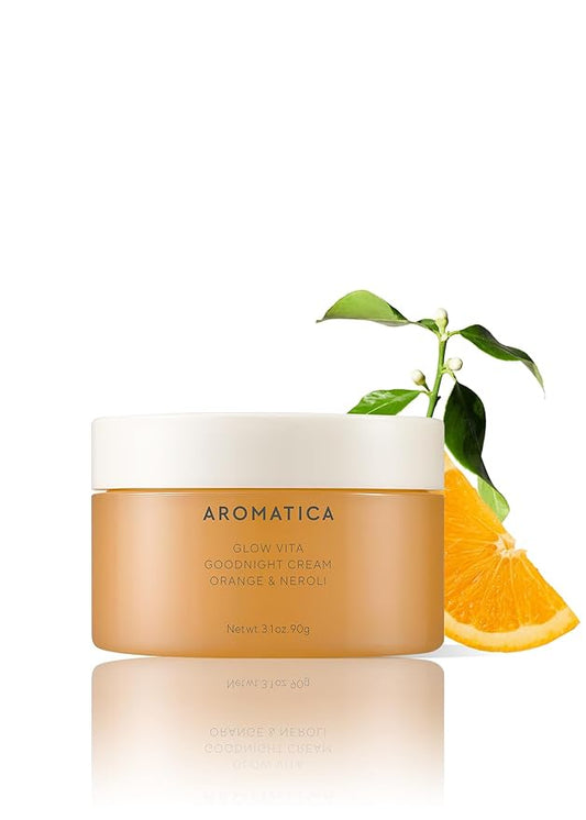 AROMATICA Glow Vita Goodnight Cream Orange & Neroli 3.1fl oz/90g - Night Cream Moisturizer For Face & Neck | Anti Aging Wrinkle Cream with Vitamin C, 5% Niacinamide-VivaGrace Women