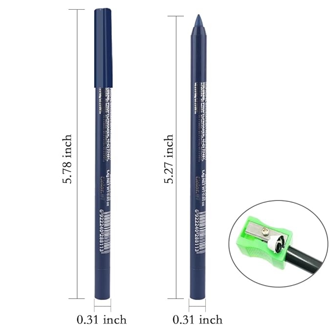 evpct Pearl Blue Gel Eyeliner Pencil for Women Waterline Waterproof Smudge Proof Eye Makeup Liners, Blue Mascara Eye Liner Gel Liner Eyeliner with Sharpener delineador de ojos contra el agua 07