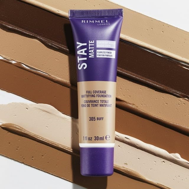 Rimmel London Stay Matte Liquid Mousse - 305 Buff - Foundation, Lightweight, Shine Control, Oil-Free, 1oz-VivaGrace Women