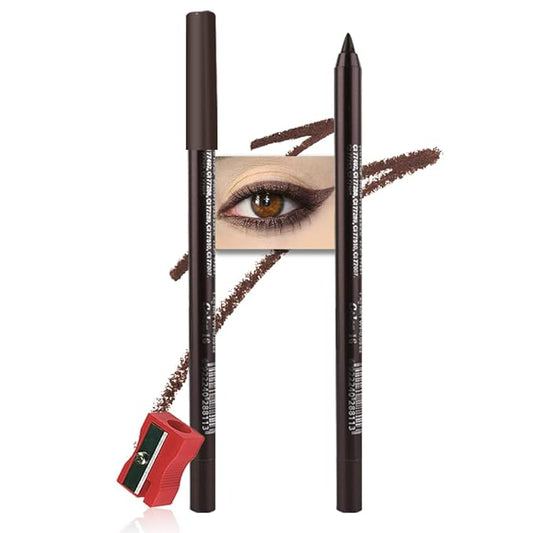 evpct Brown Gel Eyeliner Pencil for Women Waterline Waterproof Smudge Proof Eye Makeup Liners, Brown Mascara Eye Liner Gel Liner Eyeliner with Sharpener delineador de ojos contra el agua 16