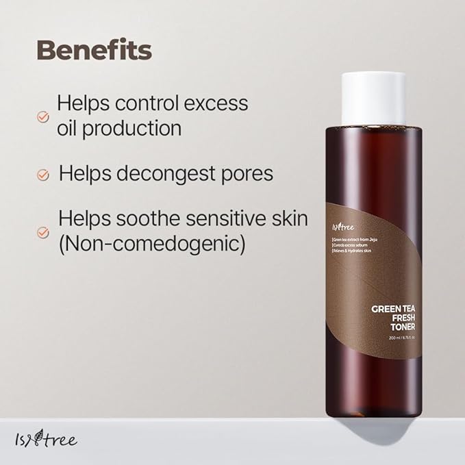 ISNTREE Green Tea Fresh Toner 200ml, 6.76 fl.oz | Korean Skincare | Toner for Oily Skin | Sebum Control | Hydrating and Refreshing-VivaGrace Women