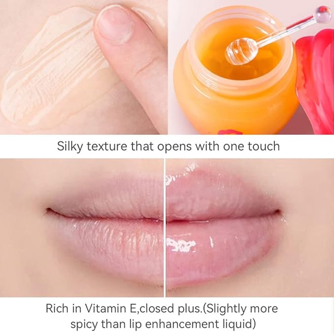 Lip Plumper Lip Mask Set, Bee Balm Lip Balm Honey Pot, Lip Plumper Gloss Lip Injection Honey Moisturizing Lip Sleeping Mask, Hydrating & Prevention Dry and Cracked Lip Scrubs Exfoliator-VivaGrace Women