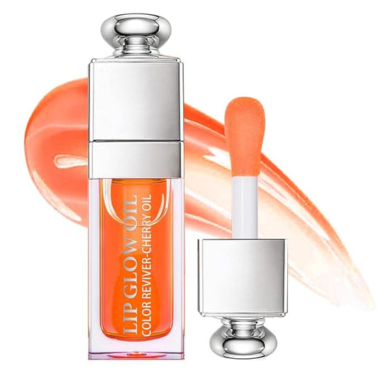 Moisturizing Lip Oil,No-Sticky Lip Gloss Lip Balm Lip Care,Fruit Flavoured Lip Oil For Dry Lip's Moisturizing Hydrating And Nourishing (004#CORAL) 0.2 OZ-VivaGrace Women