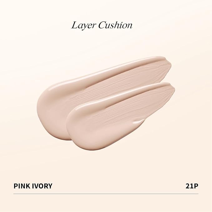 Heart Percent Dote on Mood Layer Cushion SPF 50+/PA+++ with Refill, Satin Glow Silky Flawless Finish Full Coverage Advanced Skincare Foundation (#21P)-VivaGrace Women