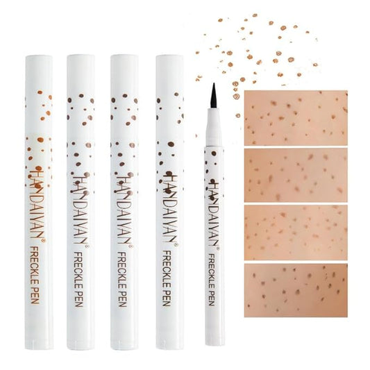 AKARY 4 Colors Freckle Pen Professional Lifelike Face Concealer Point Out Natural Waterproof Longlasting Soft Artificial Freckles Fine Makeup Freckle Pen Life Face Decoration (01+02+03+04)-VivaGrace Women