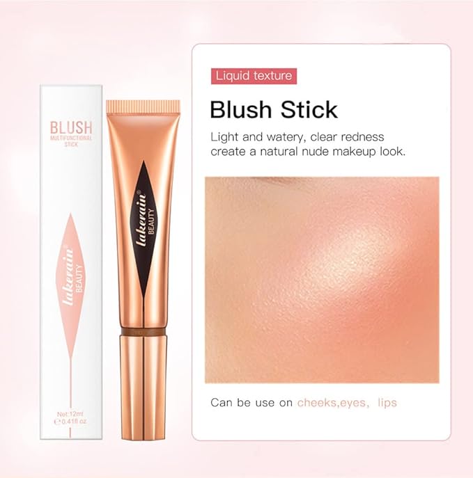 Go Ho Liquid Blush Beauty Wand,Soft Cream Blush Makeup,Liquid Blush for Cheeks Contouring with Cushion Applicator,Easy to Blend & Long Lasting & Smooth Natural Dewy Finish,01# Bliss Pink Blush Liquid-VivaGrace Women