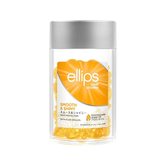Hair Vitamin Smooth & Shiny - 50 Capsules, Heat Protectant Oil for Frizzy Hair - With Vitamin B5