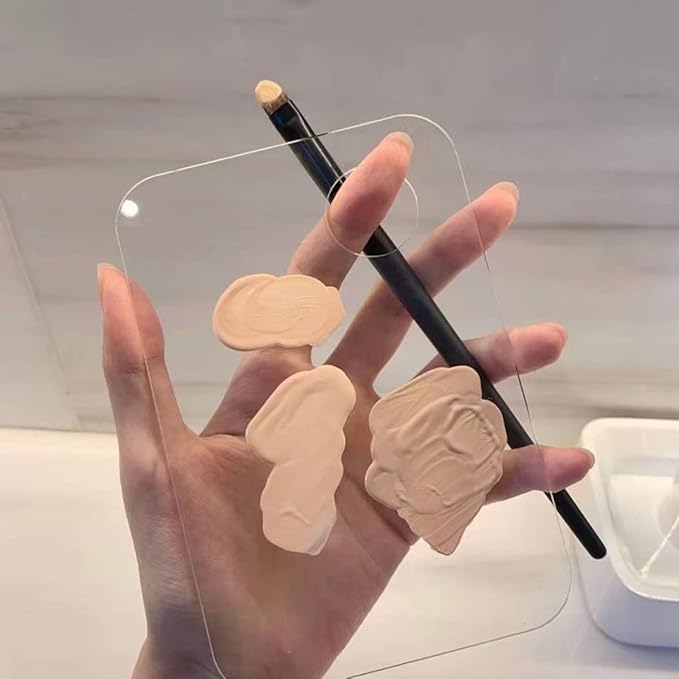 Acrylic Cosmetic Makeup Palette, 2 Pack Makeup Mixing Palette, Foundation Palette with Spatula Tool for Nail Art Eye Shadow Eyelash Makeup Professional Pigment Blending-VivaGrace Women