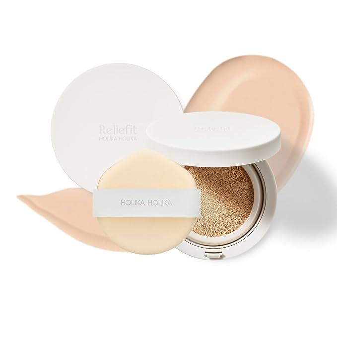 Holika Holika Reliefit CICA Clear Cushion 02 Petal Ivory 14g, 0.49oz / 1Set + 1 Refill/Vegan Cushion Foundation-VivaGrace Women