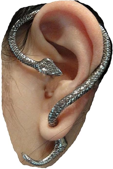 Punk Snake Cuff Earrings Silver Snake Ear Climber Earrings Cartilage Ear Crawler Earrings Gothic Serpent Clip on Wrap Earrings Jewelry for Women-VivaGrace Women