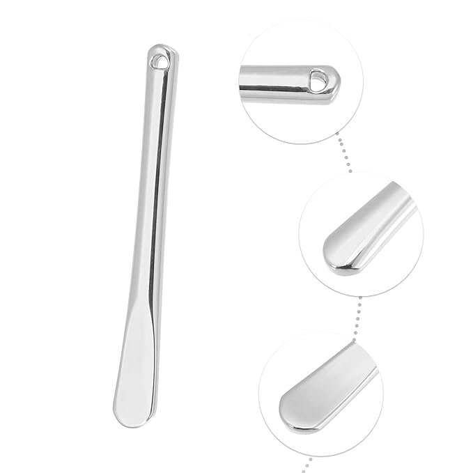 VOCOSTE 4 Pcs Makeup Spatula Mini Spoon, Eye Cream Massage Sticks Beauty Scoop, for Facial Cosmetic Face Cream, Zinc Alloy 2.32"x0.30", Silver Tone-VivaGrace Women