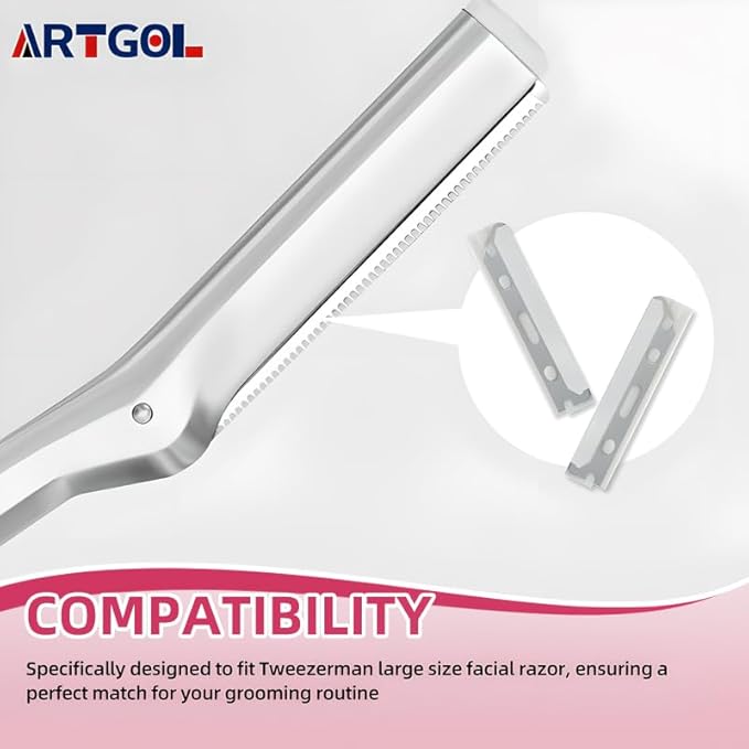 40 Count Facial Razor Replacement Blades Be suitable for Twee zerman Stainless steel blade-VivaGrace Women