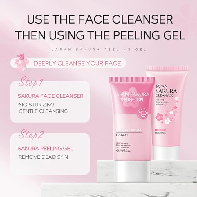 AKARY Sakura Face Peeling Gel for Women Facial and Body Clean Skincare Remove Dark Spots & Firm Skin Tone, Gentle Exfoliator Deep Cleansing Skin Moisturizing Gel for All Skin Types