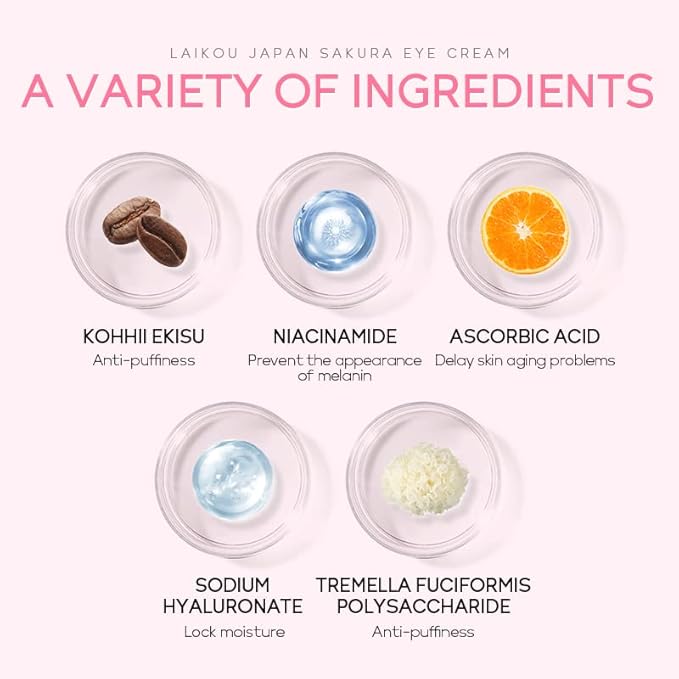 AKARY Sakura Eye Cream, Under Eye Cream to Reduce Dark Circles, Bags, Puffiness, Hydrate Undereye Area, Skincare Eye Cream with Hyaluronic Acid for All Skin Types-VivaGrace Women