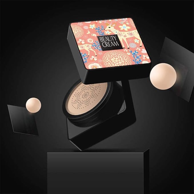 GL-Turelifes Mushroom Head Air Cushion Foundation CC Cream Water Feeling Flawless BB Cream Moisturizing Oil Control, Lightweight & Smoothing Natural Concealer (BlanchedAlmond)-VivaGrace Women