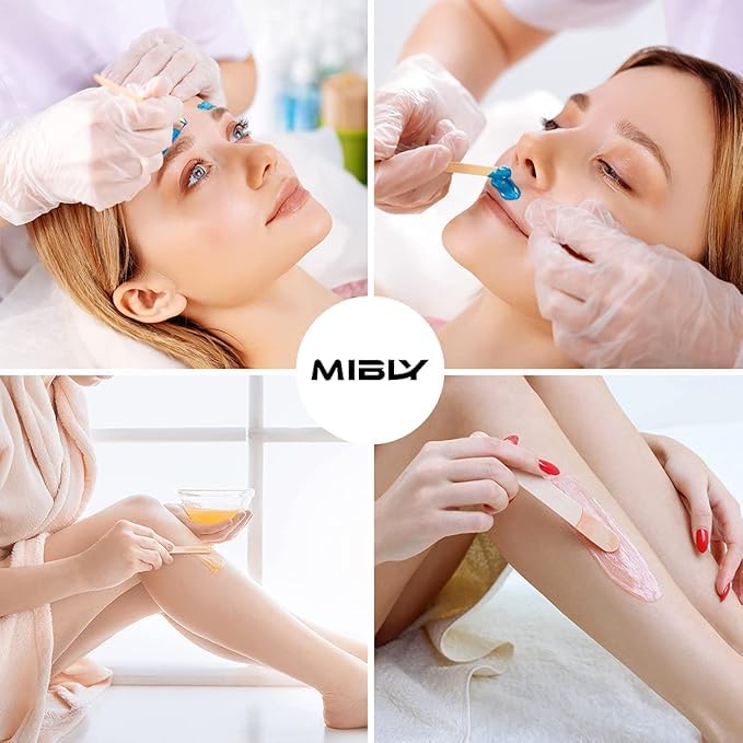 Mibly 4 Style Pack of 600 Assorted Wooden Wax Sticks for Body Legs Face and Small Medium Large Sizes Eyebrow Waxing Applicator Spatulas for Home and Spa Usage (Assorted Pack of 600)-VivaGrace Women