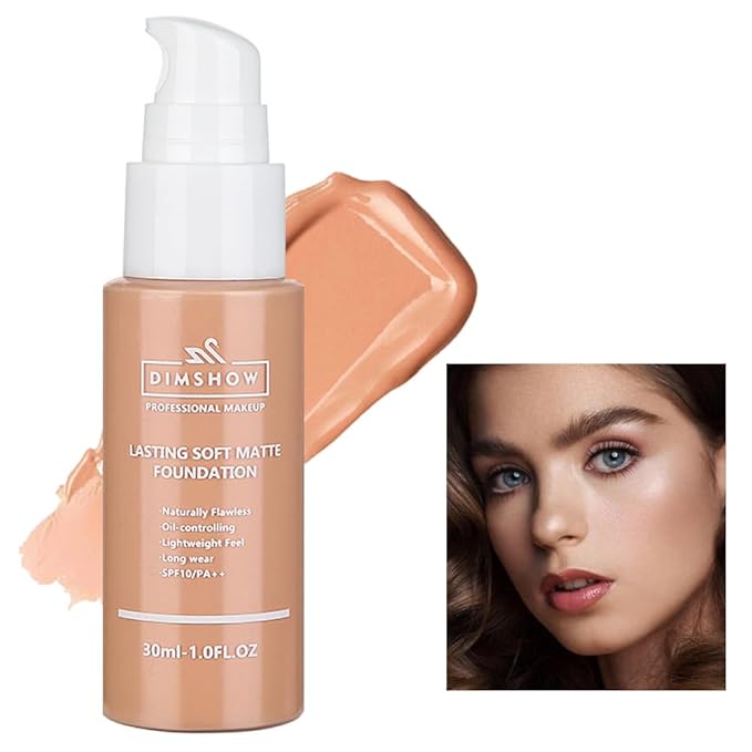 Flawless Matte Liquid Foundation Makeup, Vegan & Cruelty-Free, Liquid Oil-Free Foundation Face Makeup for Combination & Oily Skin, Longwear Medium-Full Coverage (07, 30ml)-VivaGrace Women