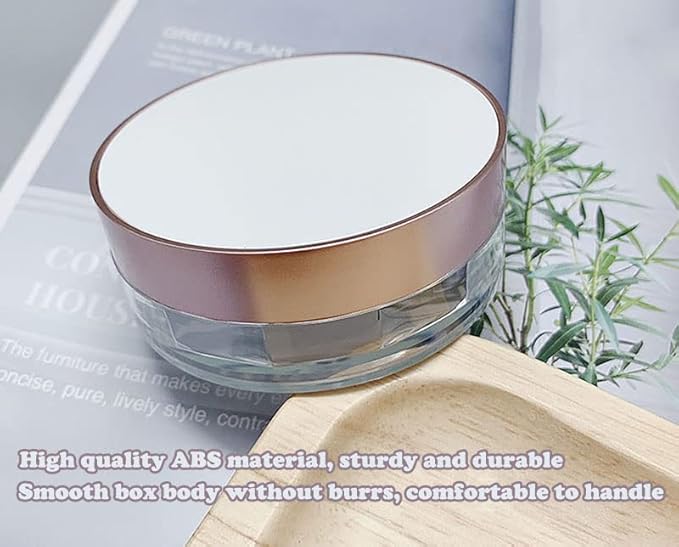 AKOAK Capacity 15ml(0.5 oz) No Leaks Empty Reusable Plastic Loose Powder Compact Container DIY Makeup Powder Case with Sponge Powder Puff, Elasticated Net Sifter and Threaded Screw Lid (White)-VivaGrace Women