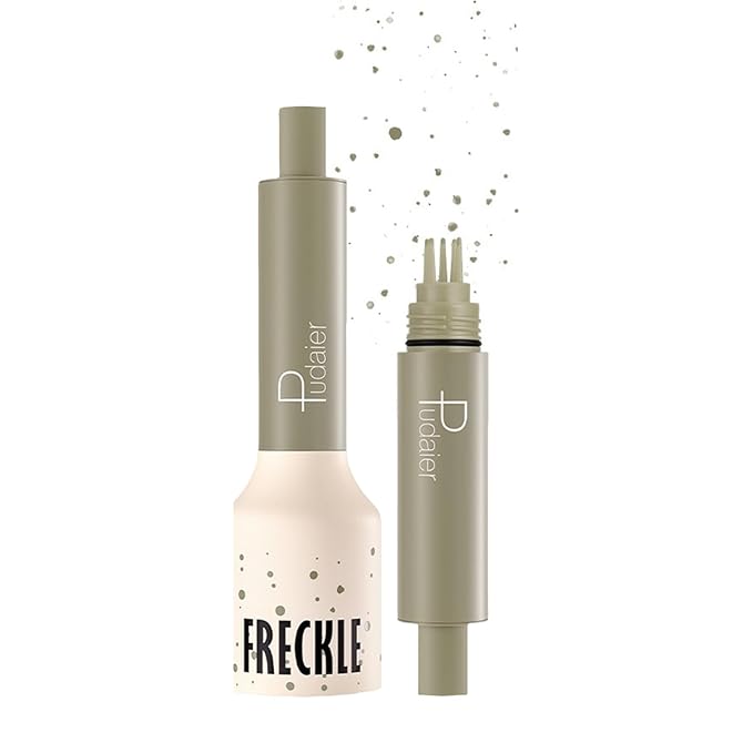 Freckle Stamp,Faux Freckle Stamp,Quick Dry Fake Freckles Pen,Waterproof Long Lasting Natural Vivid Faux Freckles Pen,Get Sun-Kissed Stars Makeup in One Press,5-Dot Design,02.Wasabi Soda.-VivaGrace Women