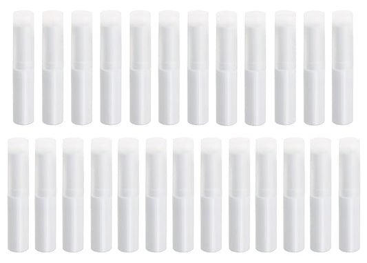 0.14oz Empty Flavored Lip Balm Container Tubes Plastic Homemade Moisturizing Lip Stick with Caps Bulk Fit for Women Adult DIY Making Supplies, 25 Count (White)-VivaGrace Women