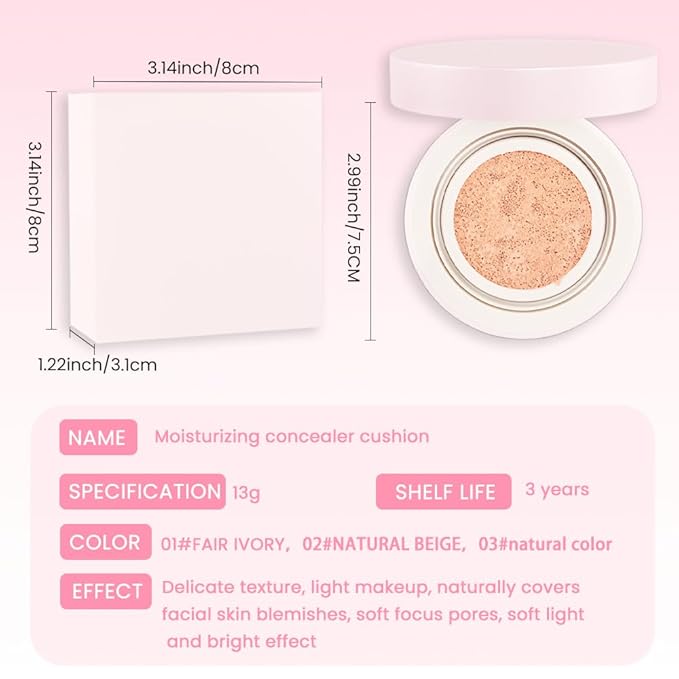 Nuder Cushion Foundation,Fair Ivory for Light & Medium With Neutral Skin Tone,Long-Lasting,Lightweight,Flawless Coverage,Dewy Finish,Concealing Redness,Blemishes and Under-eye Bags for All Skin Types-VivaGrace Women