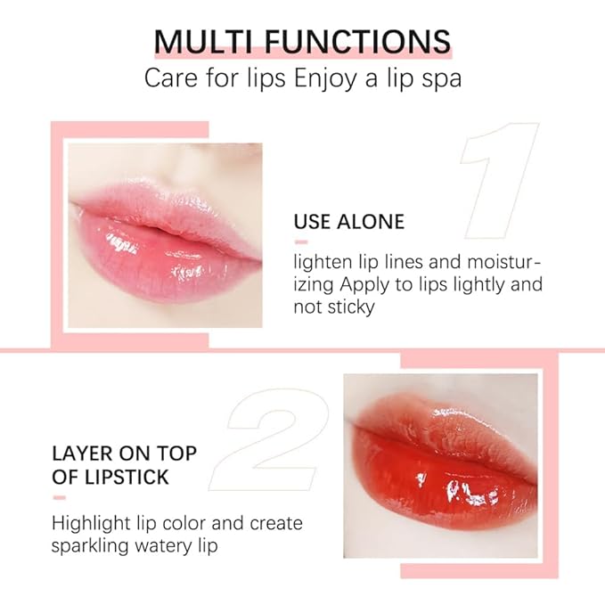 Plumping Lip Oil,Hydrating Gloss Tinted Lip Balm Transparent Lip Care,Big Brush Head Glitter Shine,Long Lasting Nourishing Non-sticky Fresh Textureand Dry Lips Care Products0.2 OZ(002#CLEAR TO PINK)-VivaGrace Women