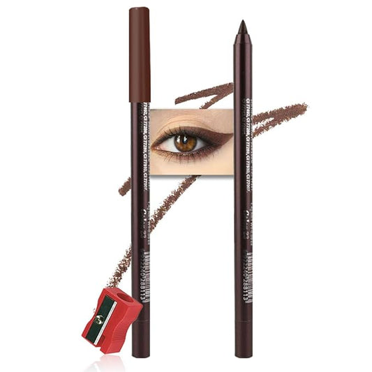 evpct Dark Coffee Gel Eyeliner Pencil for Women Waterline Waterproof Smudge Proof Eye Makeup Liners, Coffee Mascara Eye Liner Gel Liner Eyeliner with Sharpener delineador de ojos contra el agua 23
