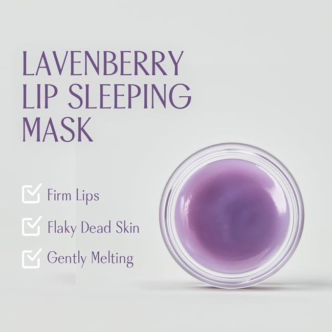 GLOWFLOW Lavenberry Lip Sleeping Mask, Moisturizing Lip Care for Dry and Chapped Lips, Fresh Grape Flavor Lip Balm, Nourishing Lip Care-VivaGrace Women